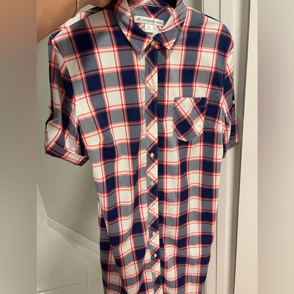 Southern Tide Intercostal Franca Plaid Shirt Dress in medium NWOT - Picture 5 of 13
